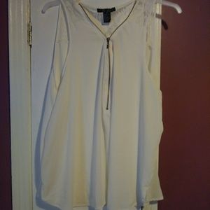 White Tank Top with Gold Front Zipper